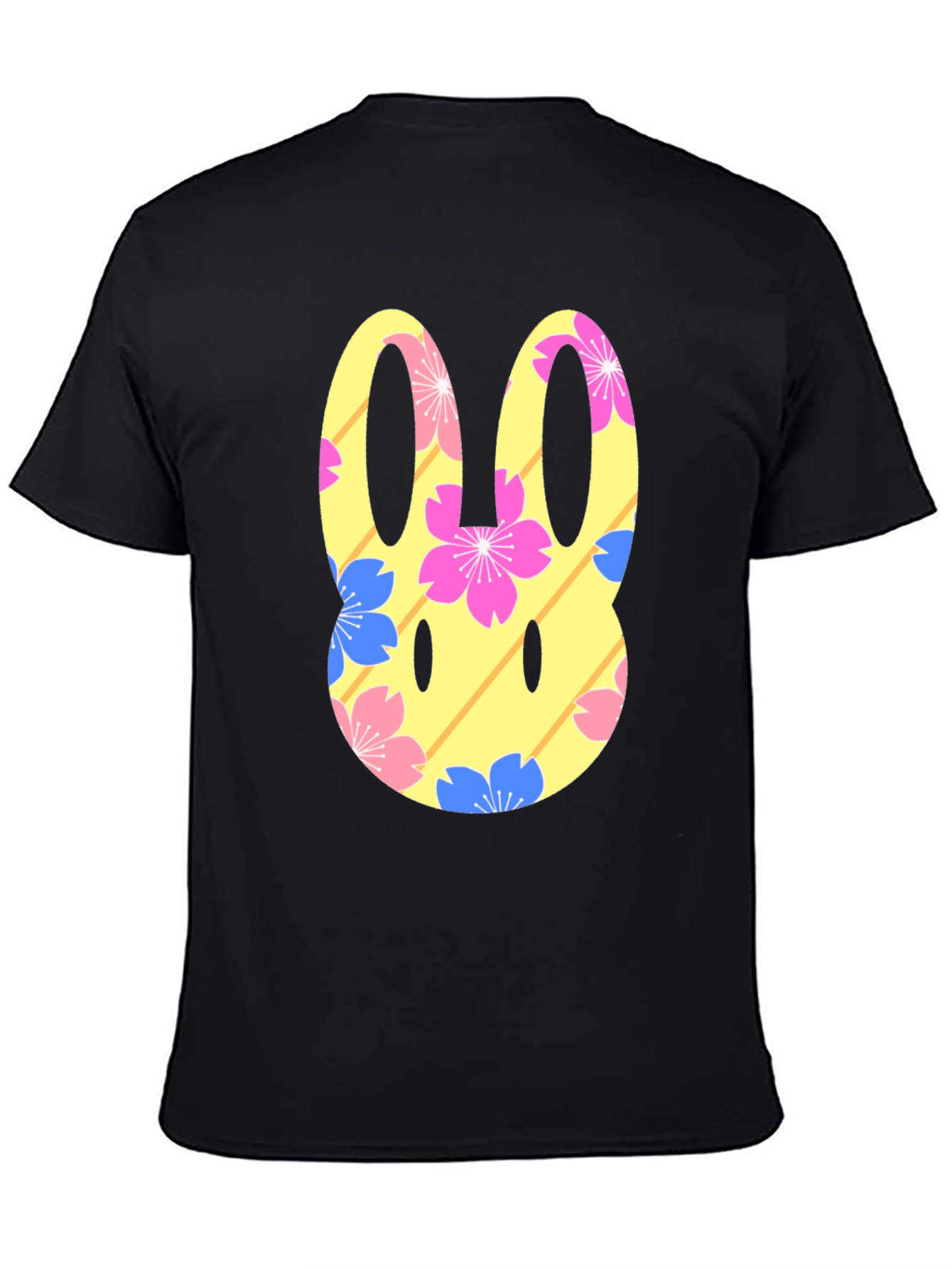 Floral Bunny Graphic T-Shirt - Black