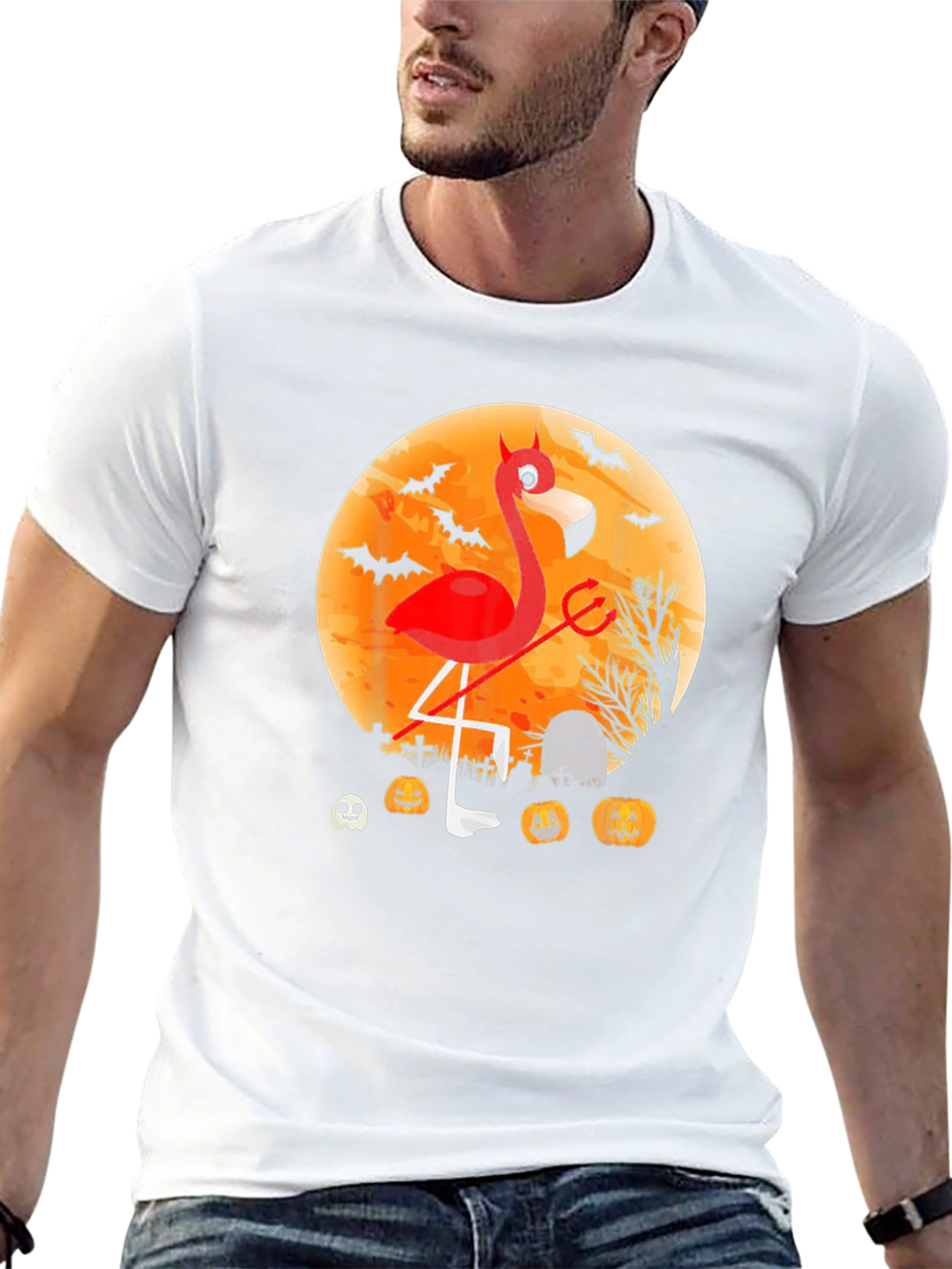 Halloween Devil Flamingo Graphic Tee