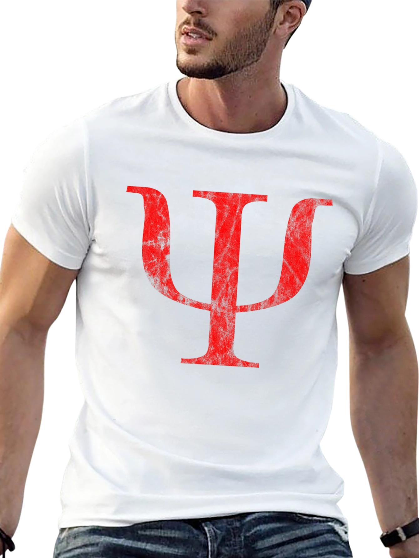 Red Psychology Symbol on Black T-Shirt