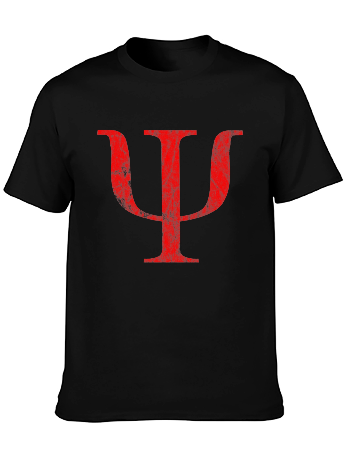 Red Psychology Symbol on Black T-Shirt