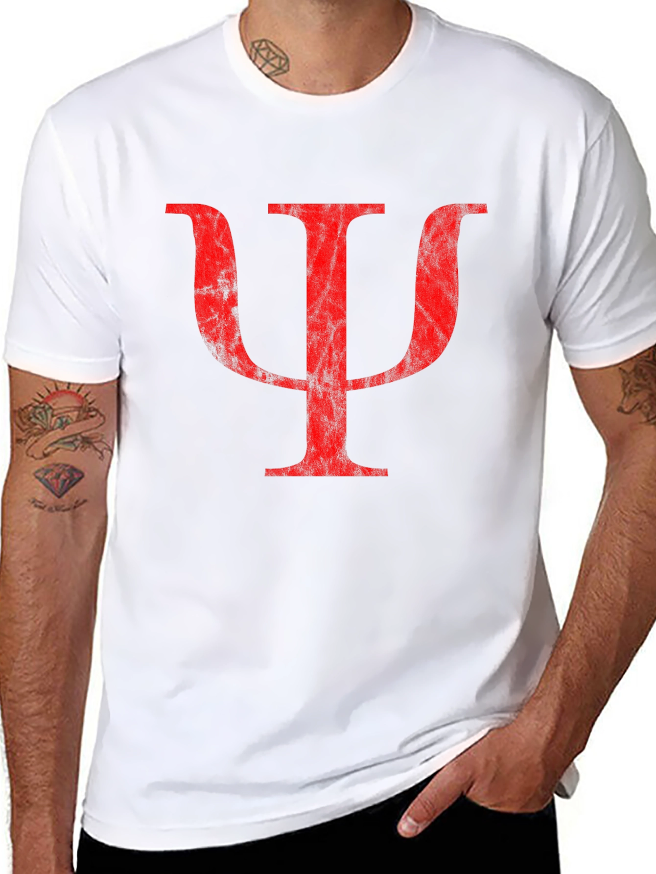 Red Psychology Symbol on Black T-Shirt
