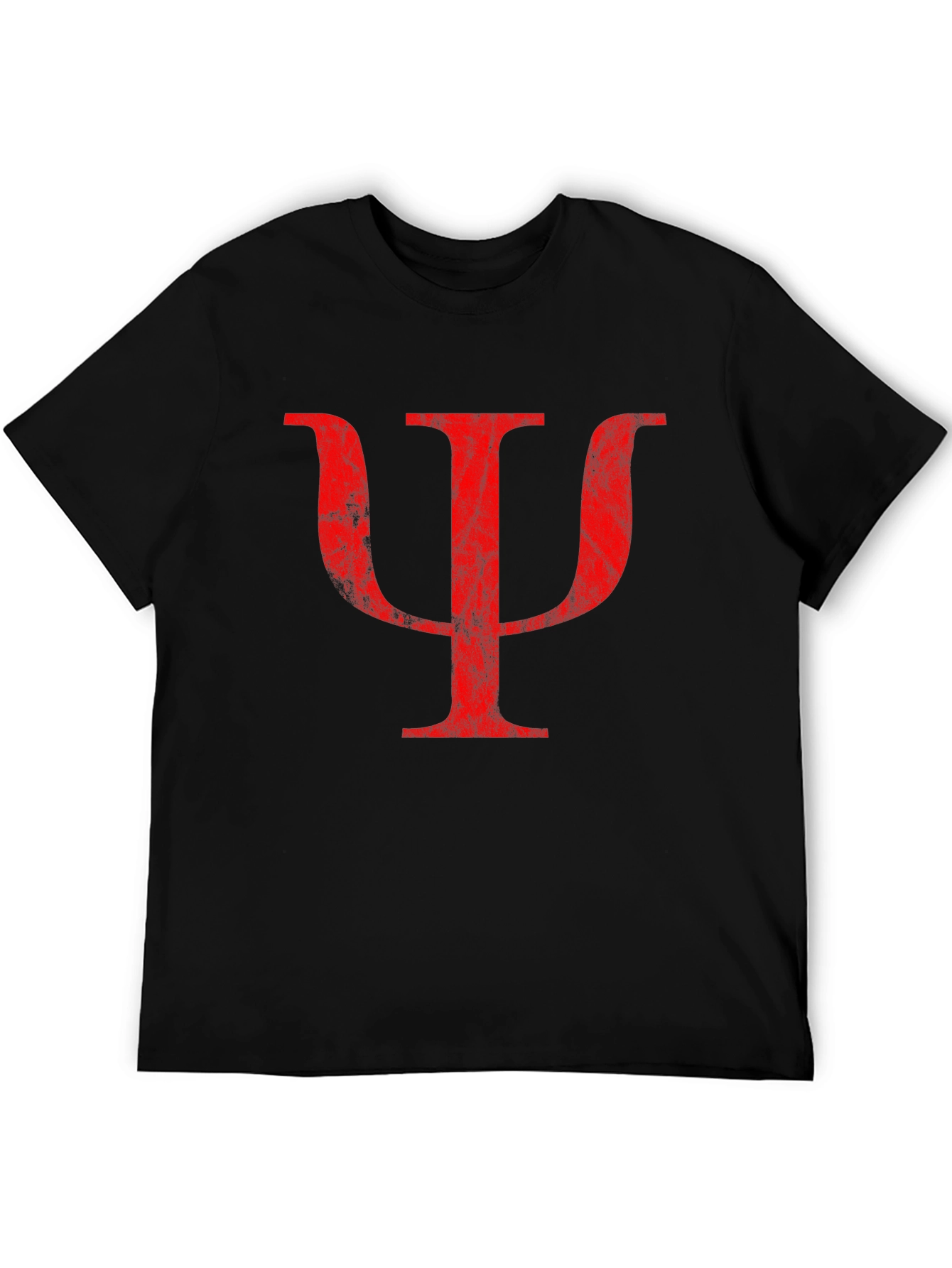 Red Psychology Symbol on Black T-Shirt