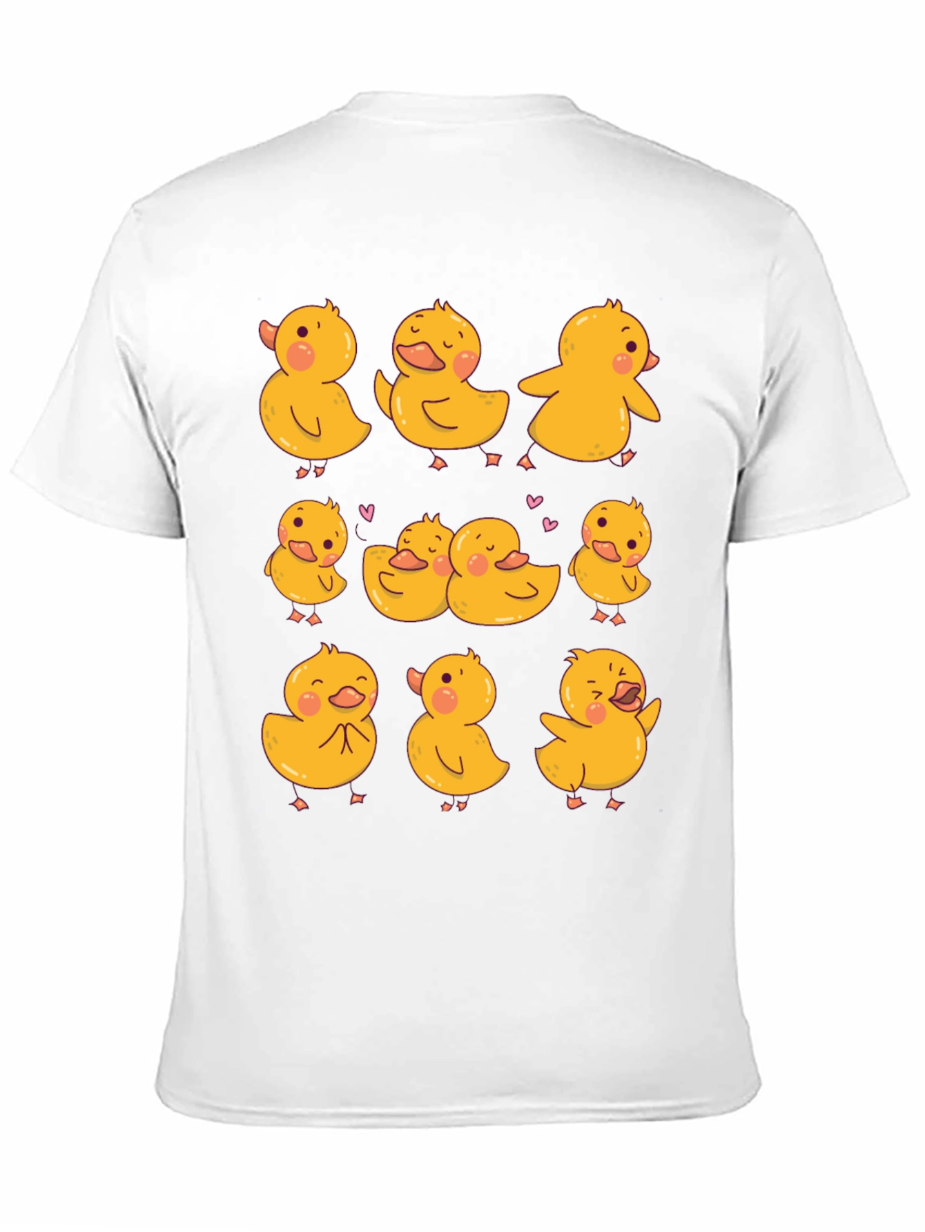 Cute Duckling Print Black T-Shirt