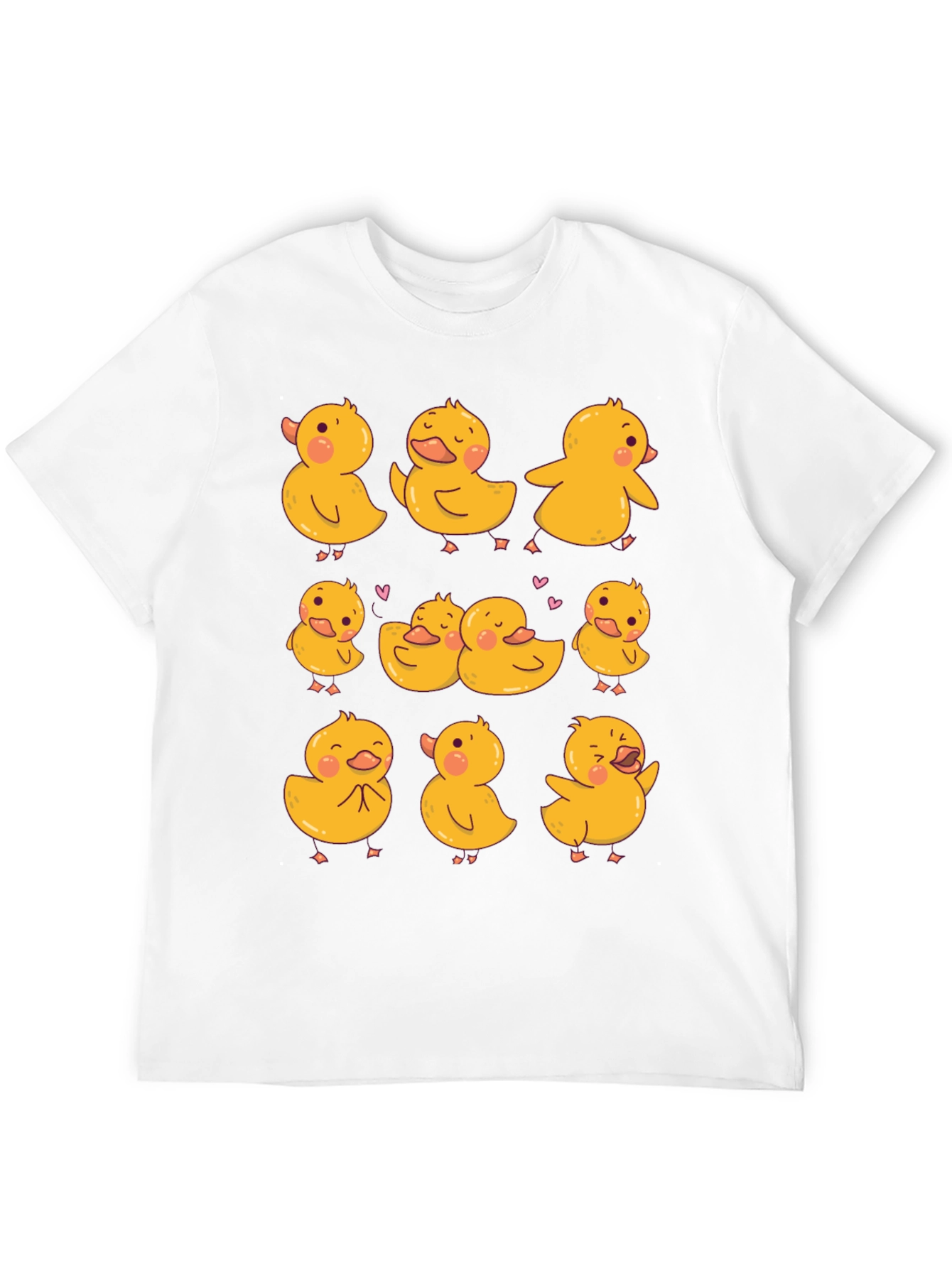 Cute Duckling Print Black T-Shirt