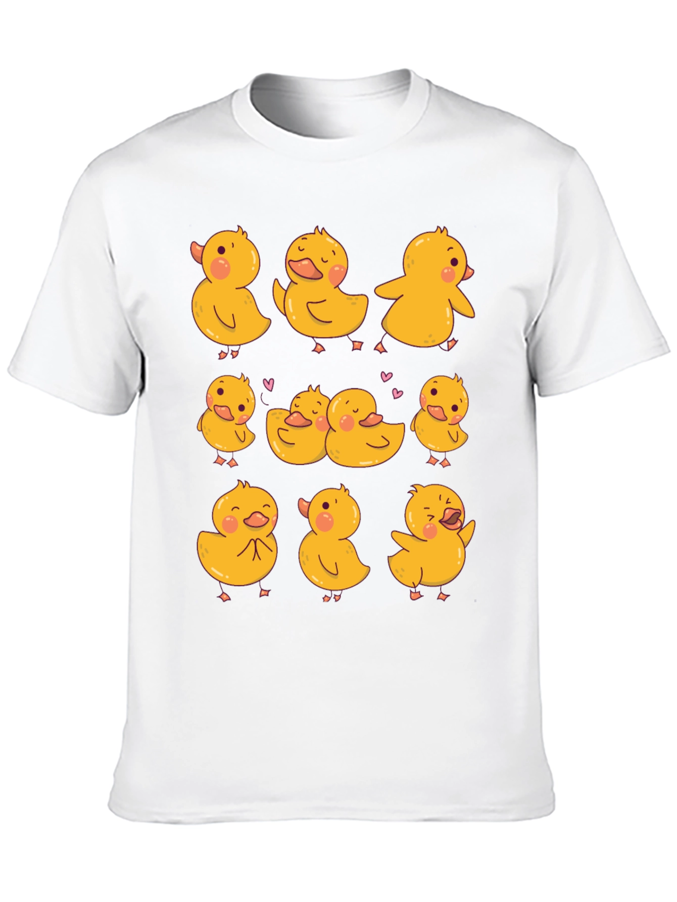 Cute Duckling Print Black T-Shirt