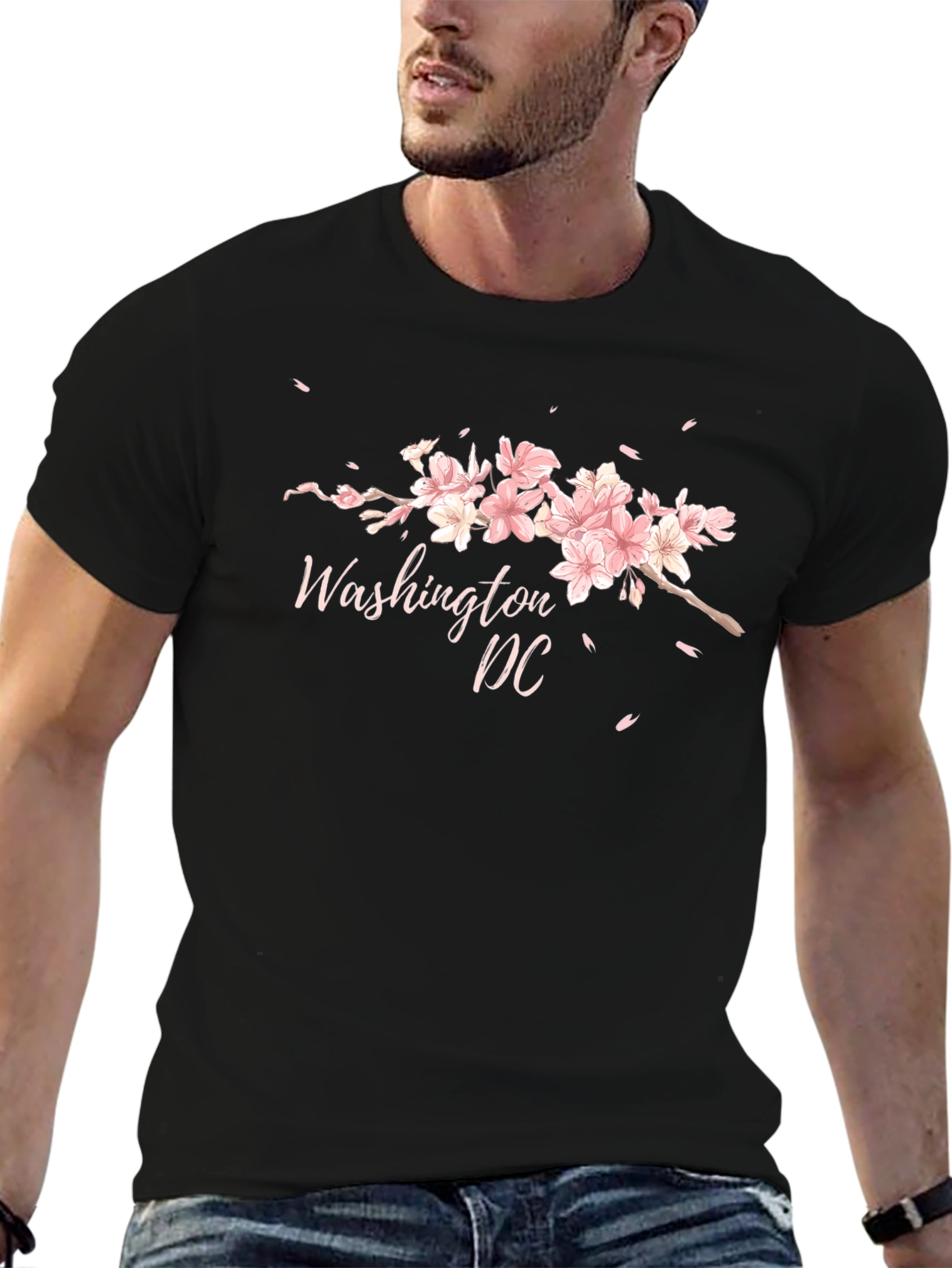 Washington DC Cherry Blossom Black T-Shirt