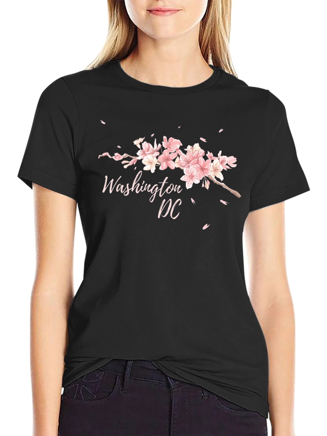 Washington DC Cherry Blossom Black T-Shirt