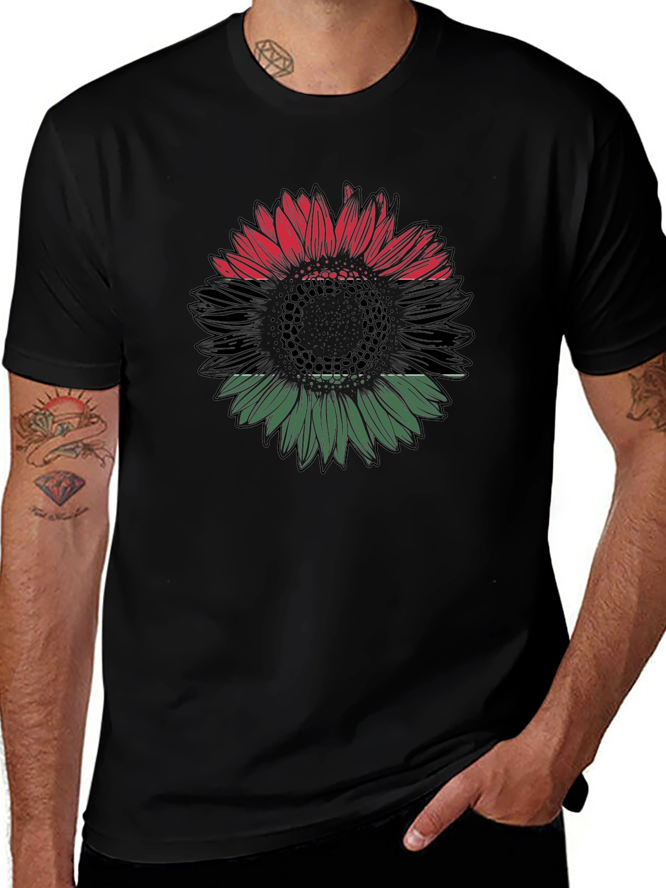 Pan-African Flag Sunflower Graphic Tee