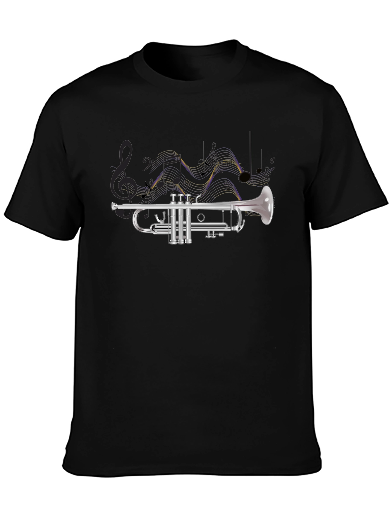 Trumpet and Music Notes Graphic Tee