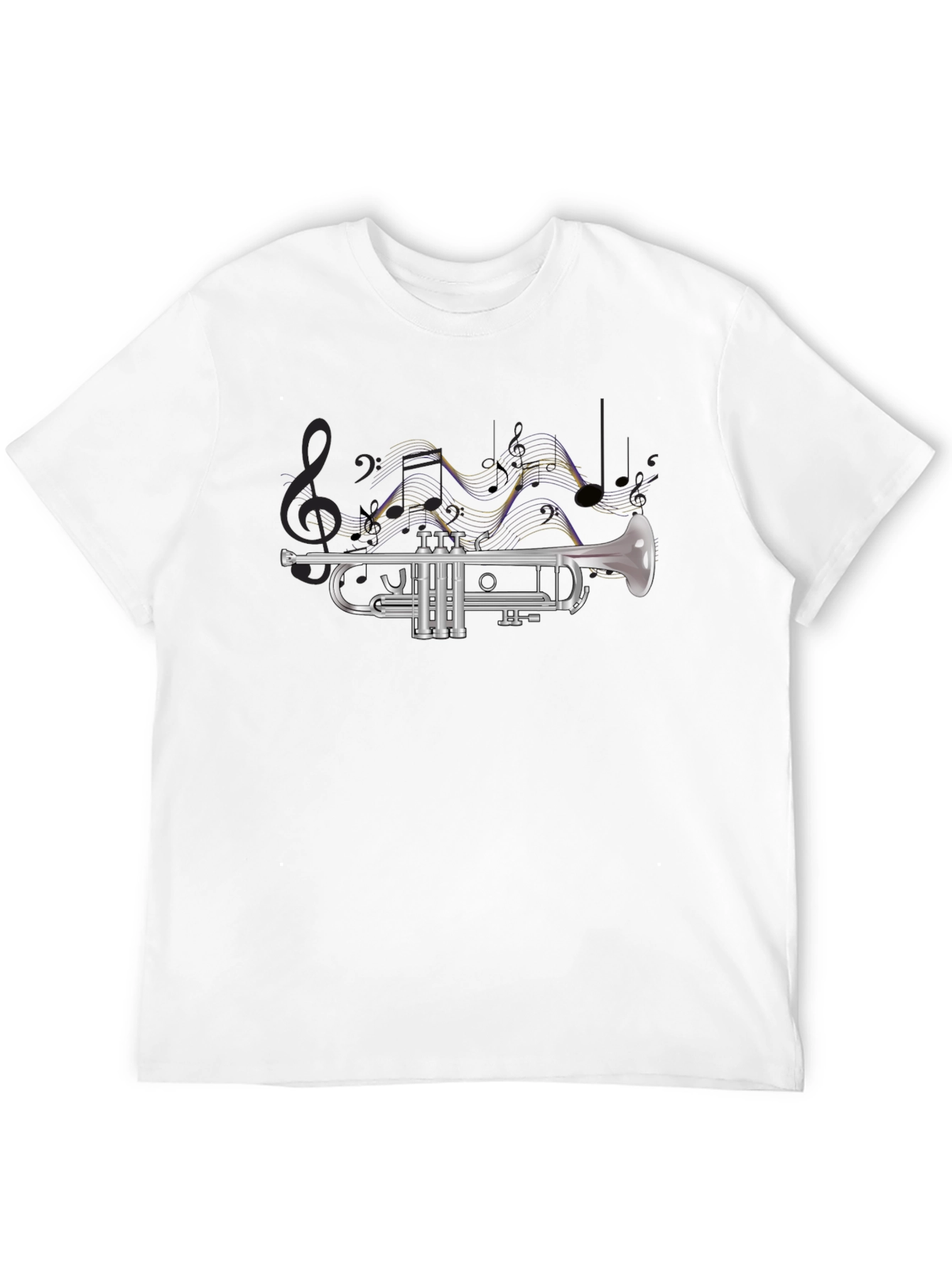 Trumpet and Music Notes Graphic Tee