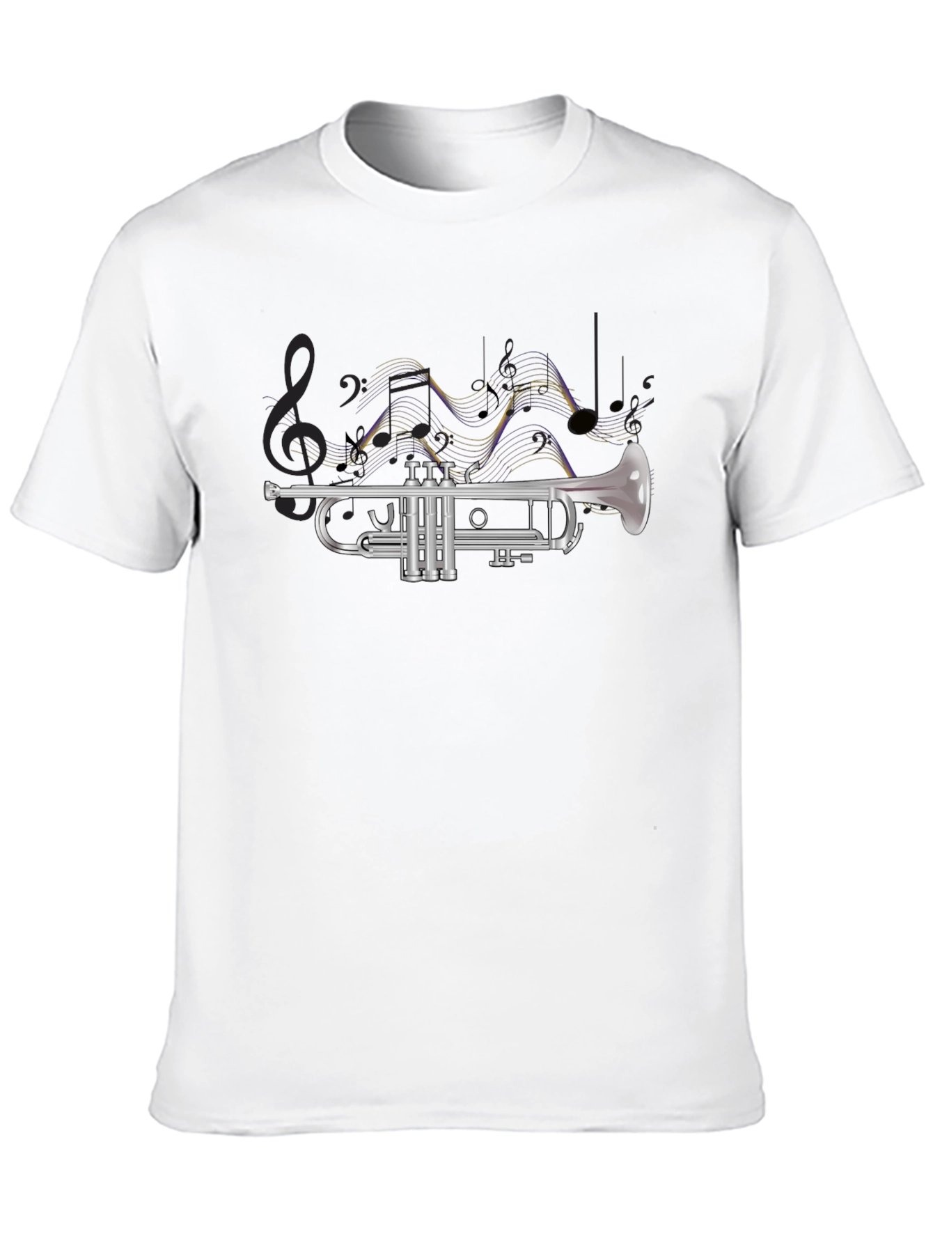 Trumpet and Music Notes Graphic Tee