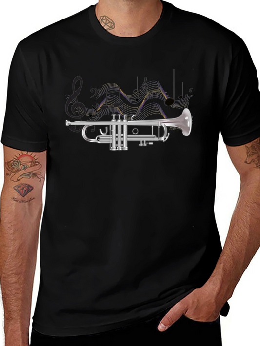 Trumpet and Music Notes Graphic Tee
