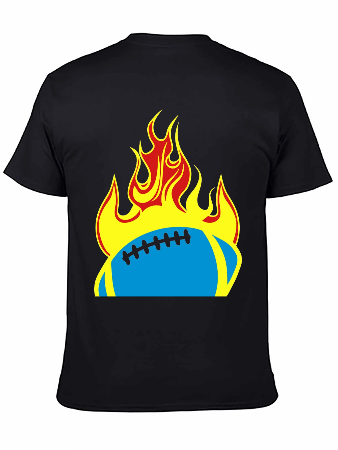 Flaming Football T-Shirt - Black Tee