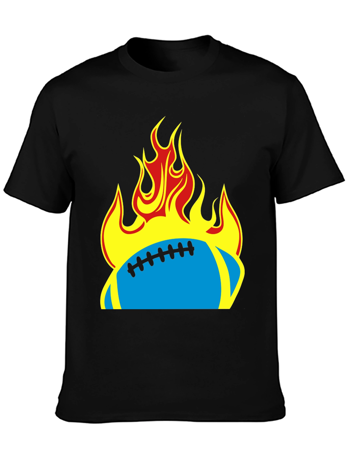 Flaming Football T-Shirt - Black Tee