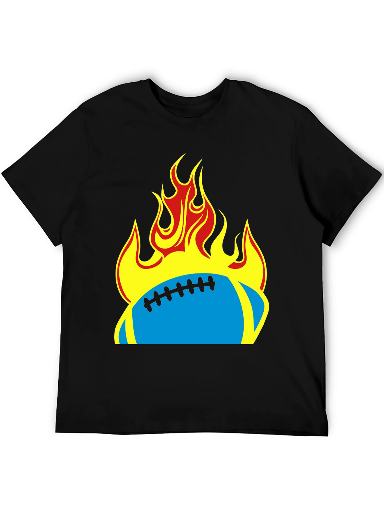 Flaming Football T-Shirt - Black Tee