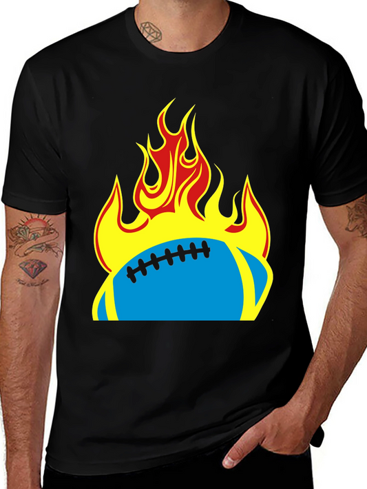 Flaming Football T-Shirt - Black Tee