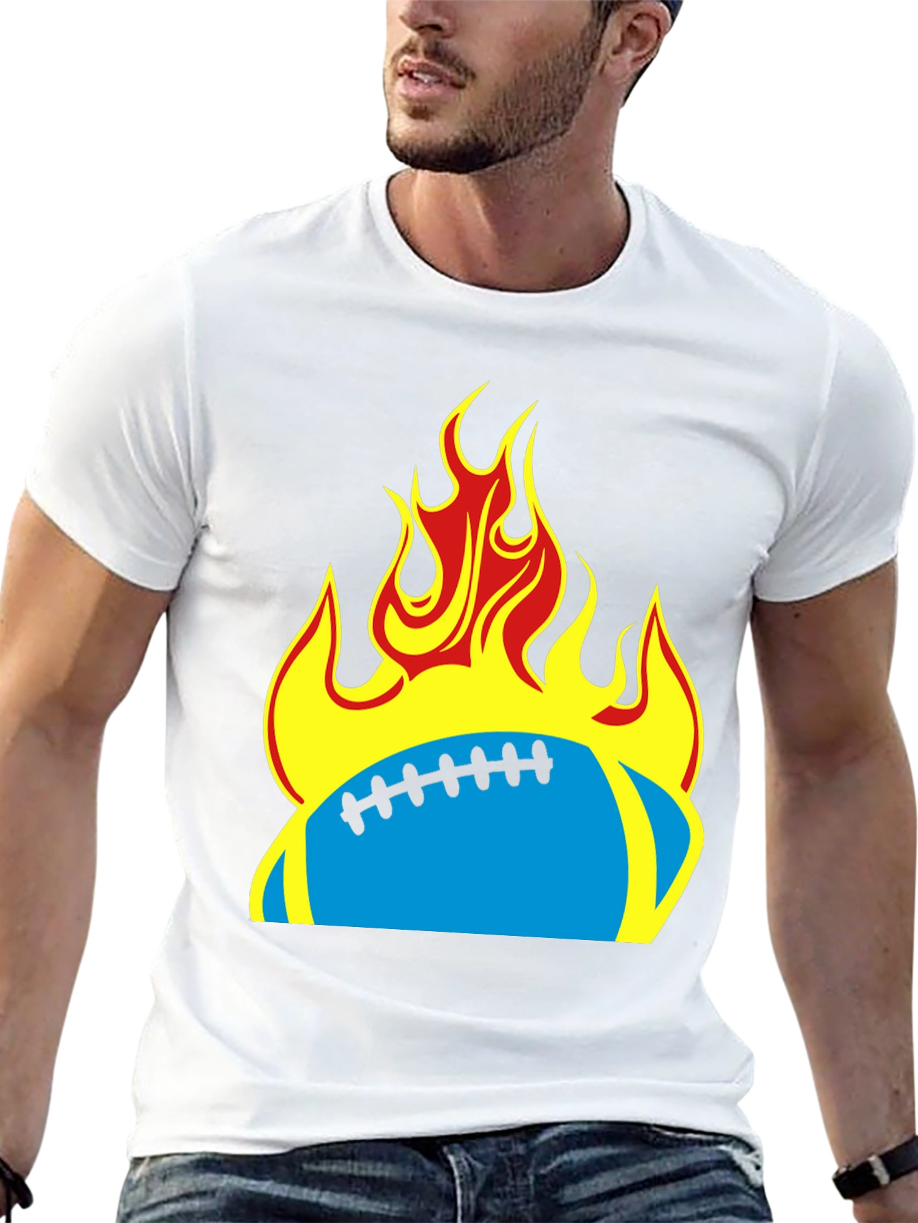Flaming Football T-Shirt - Black Tee