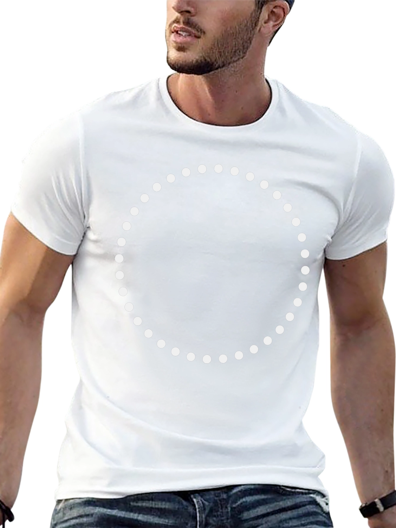 Modern Black T-Shirt with Dotted Circle Design