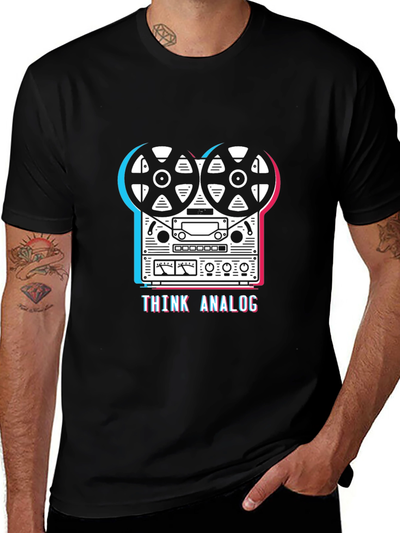Think Analog Reel-to-Reel T-Shirt - Black