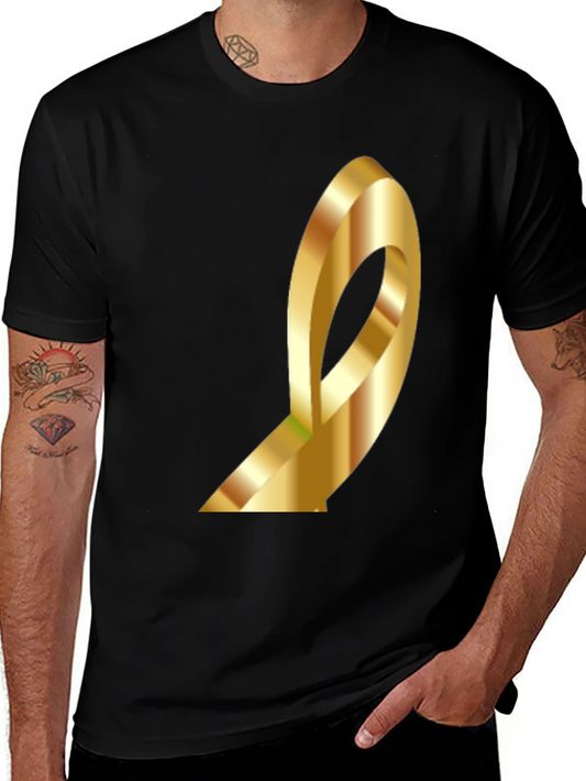 Golden Loop Graphic Tee - Modern Abstract Design