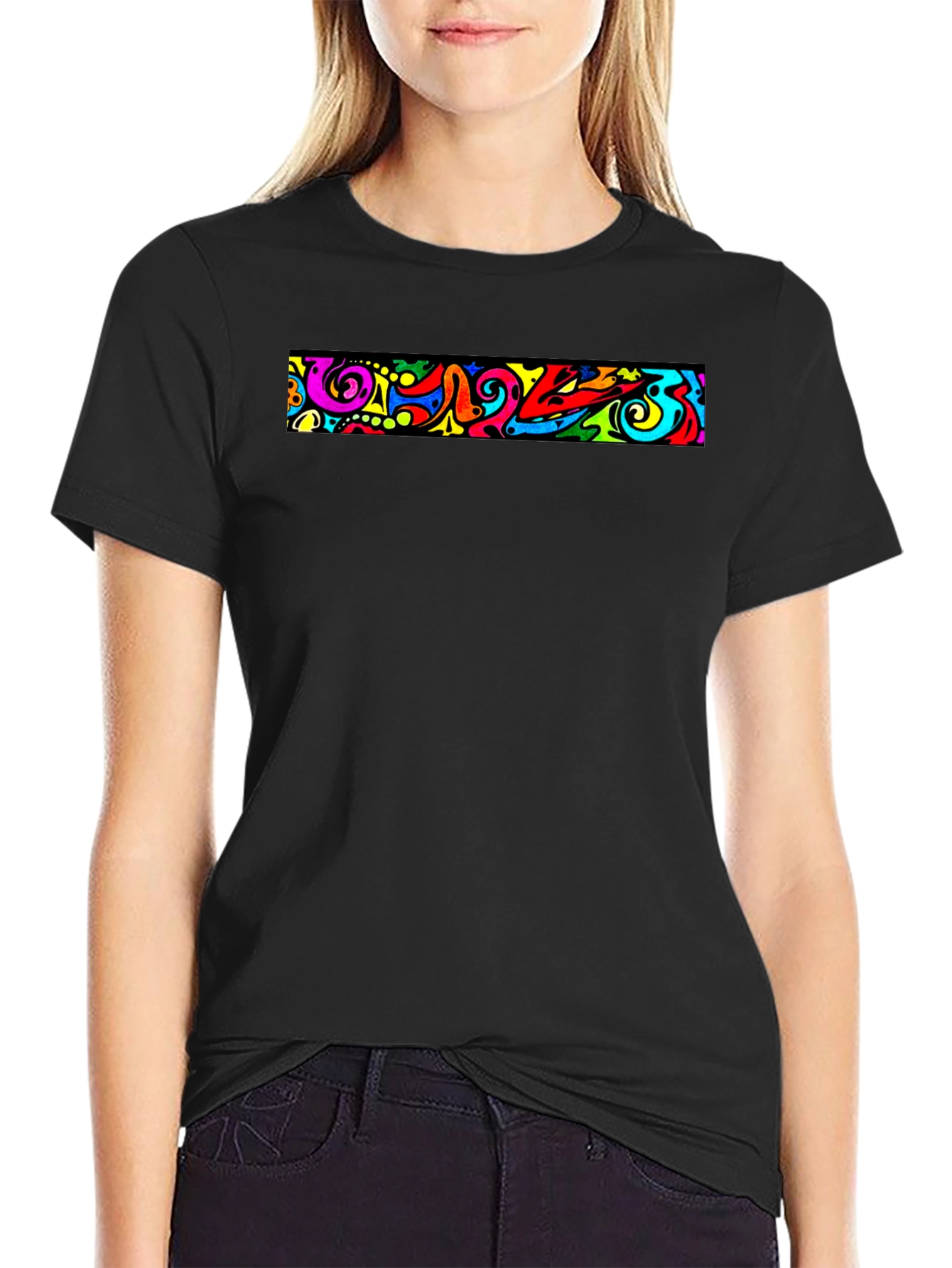 Bold Graphic Print Black T-Shirt
