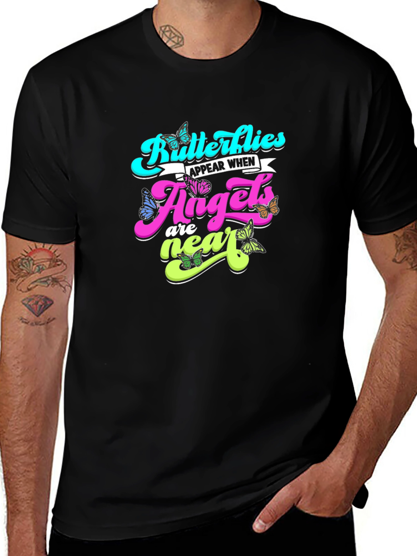 Butterflies Angels T-Shirt - Black