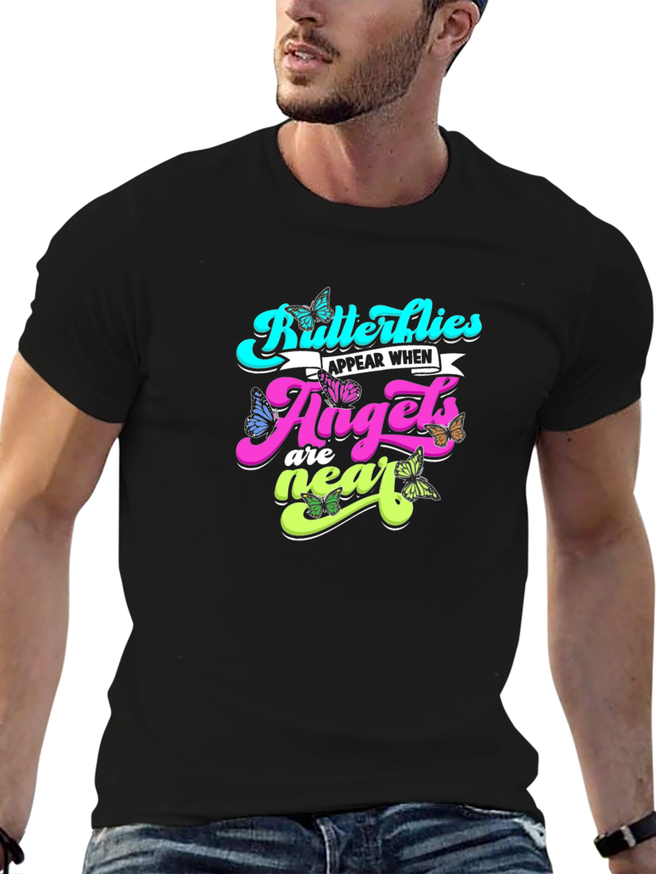 Butterflies Angels T-Shirt - Black