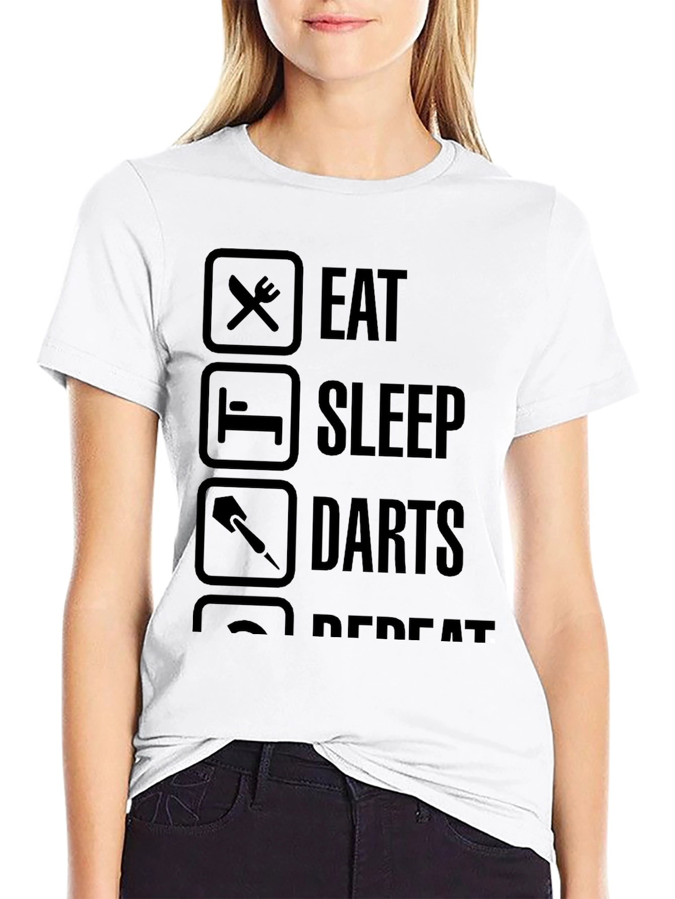 Eat Sleep Darts Repeat Black T-Shirt