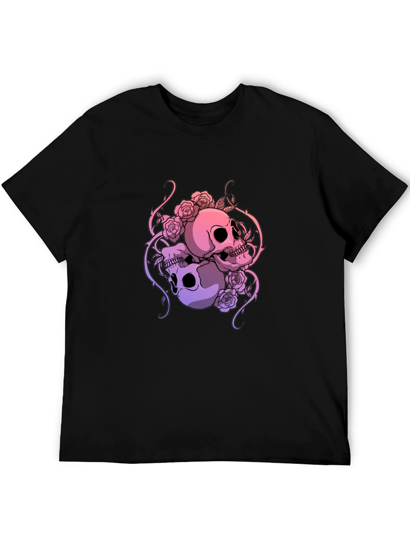 Skull & Roses Graphic Tee - Dark Aesthetic