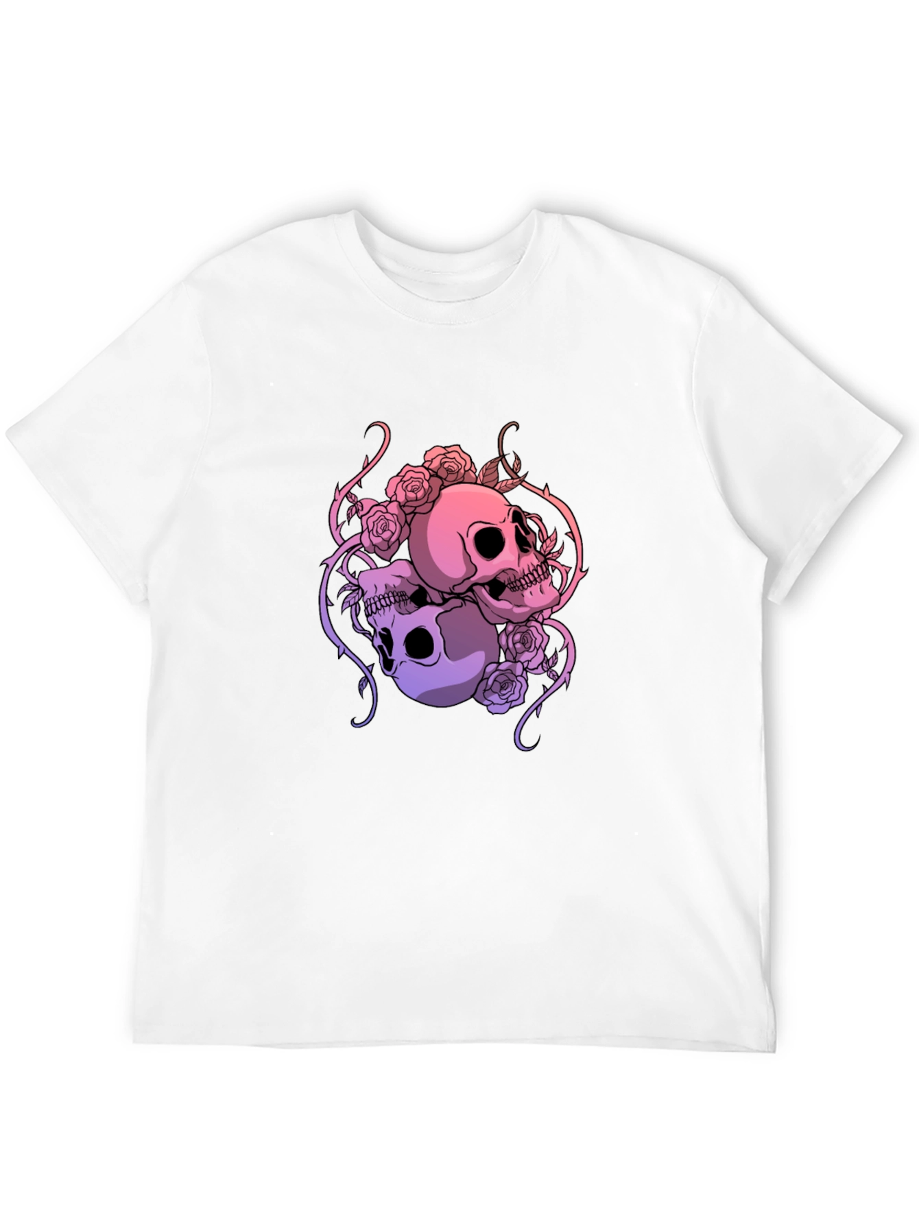 Skull & Roses Graphic Tee - Dark Aesthetic