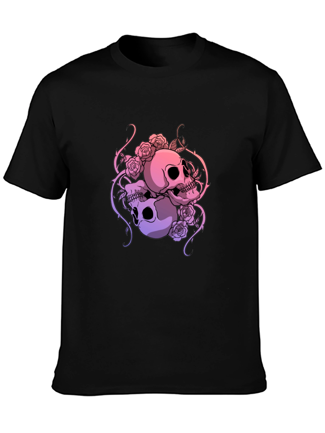 Skull & Roses Graphic Tee - Dark Aesthetic