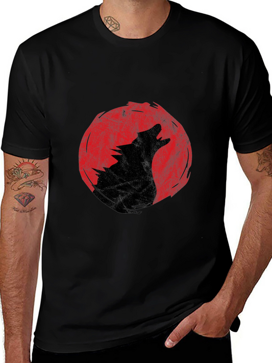 Wolf Howling Moon T-Shirt - Black Graphic Tee