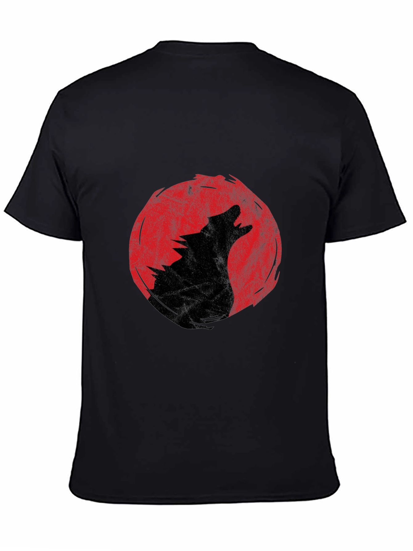 Wolf Howling Moon T-Shirt - Black Graphic Tee