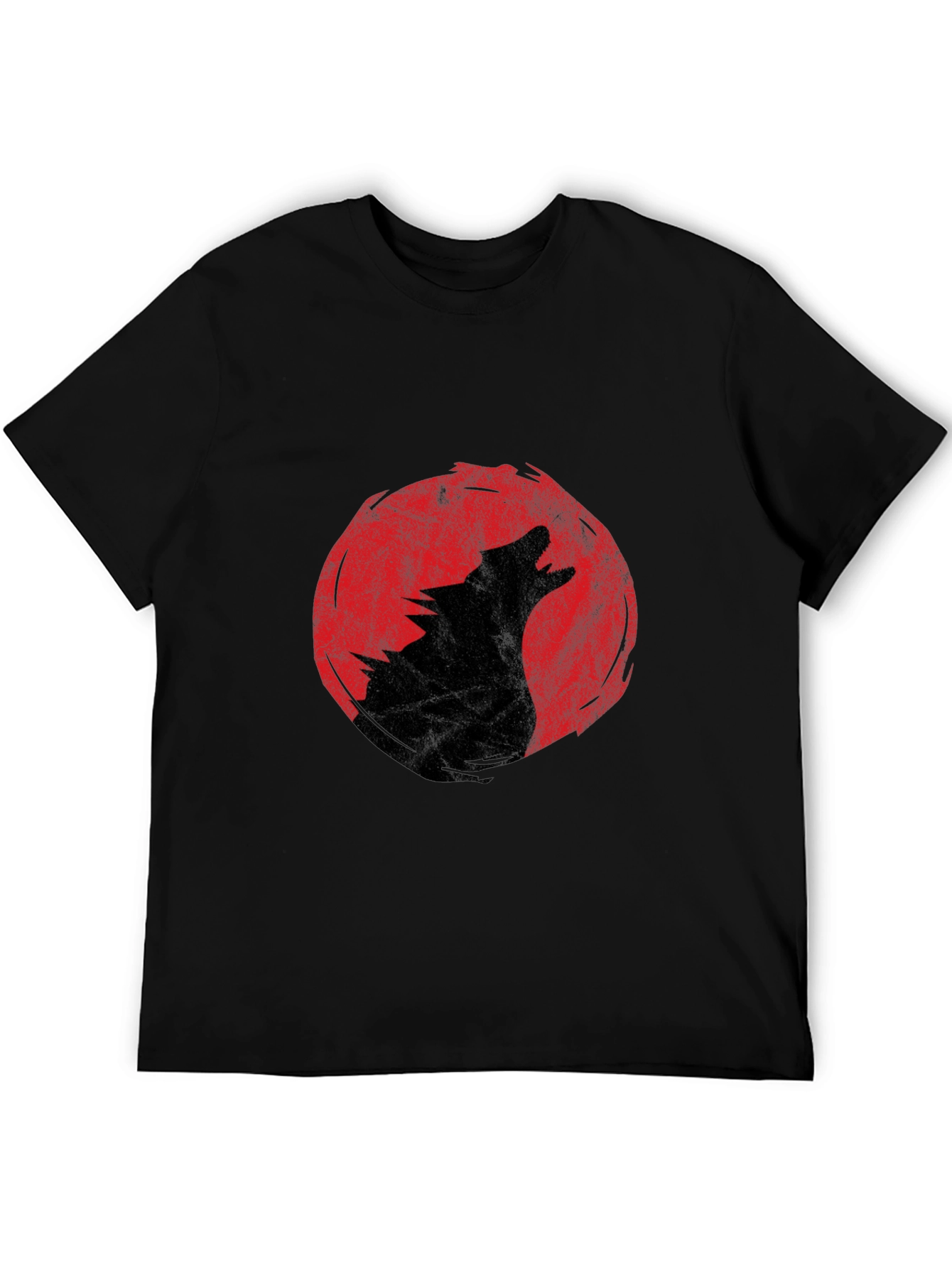 Wolf Howling Moon T-Shirt - Black Graphic Tee