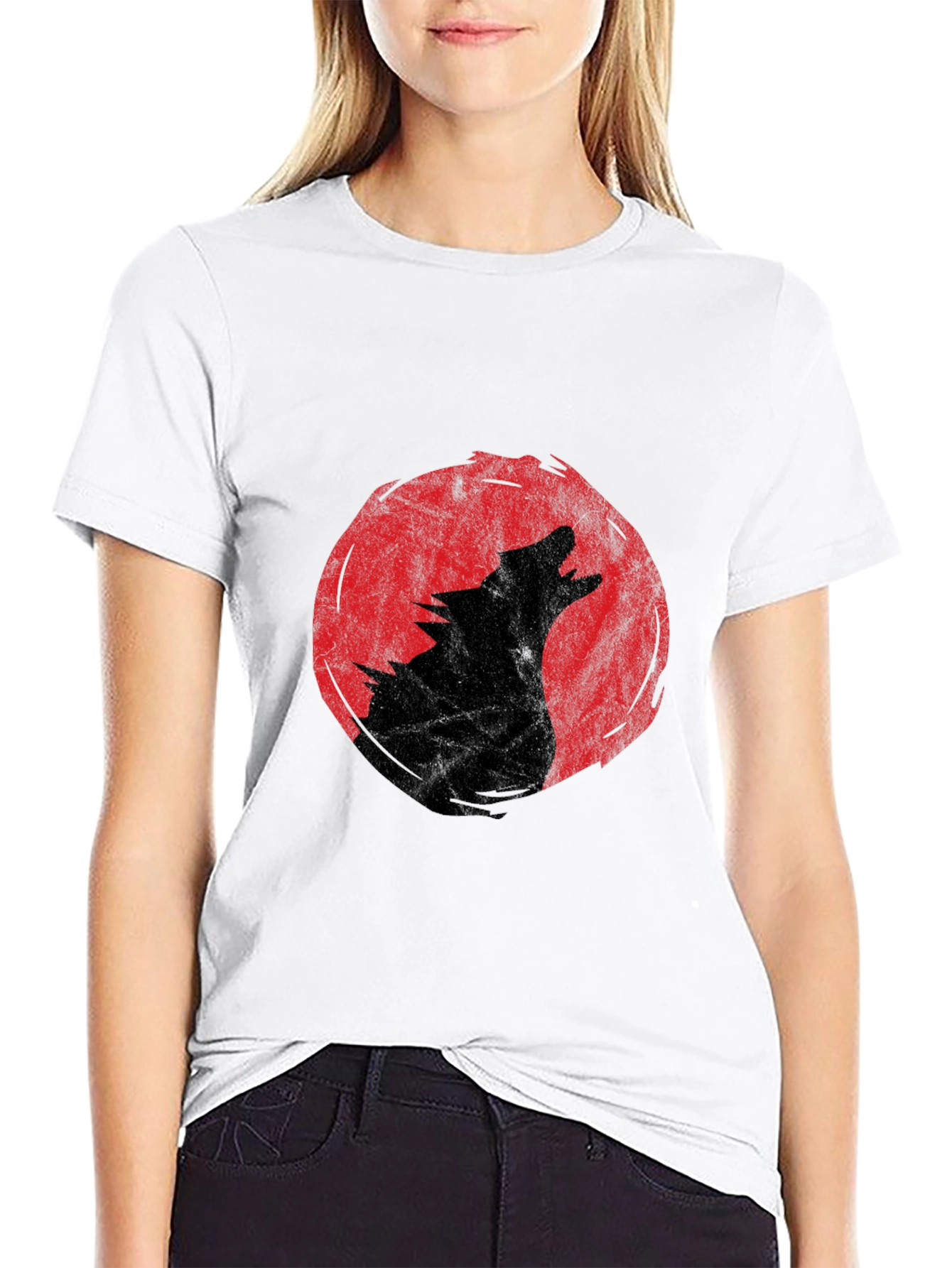 Wolf Howling Moon T-Shirt - Black Graphic Tee