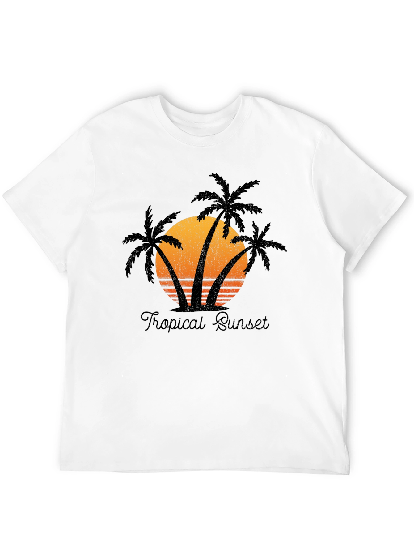 Tropical Sunset Graphic Tee - Black T-Shirt