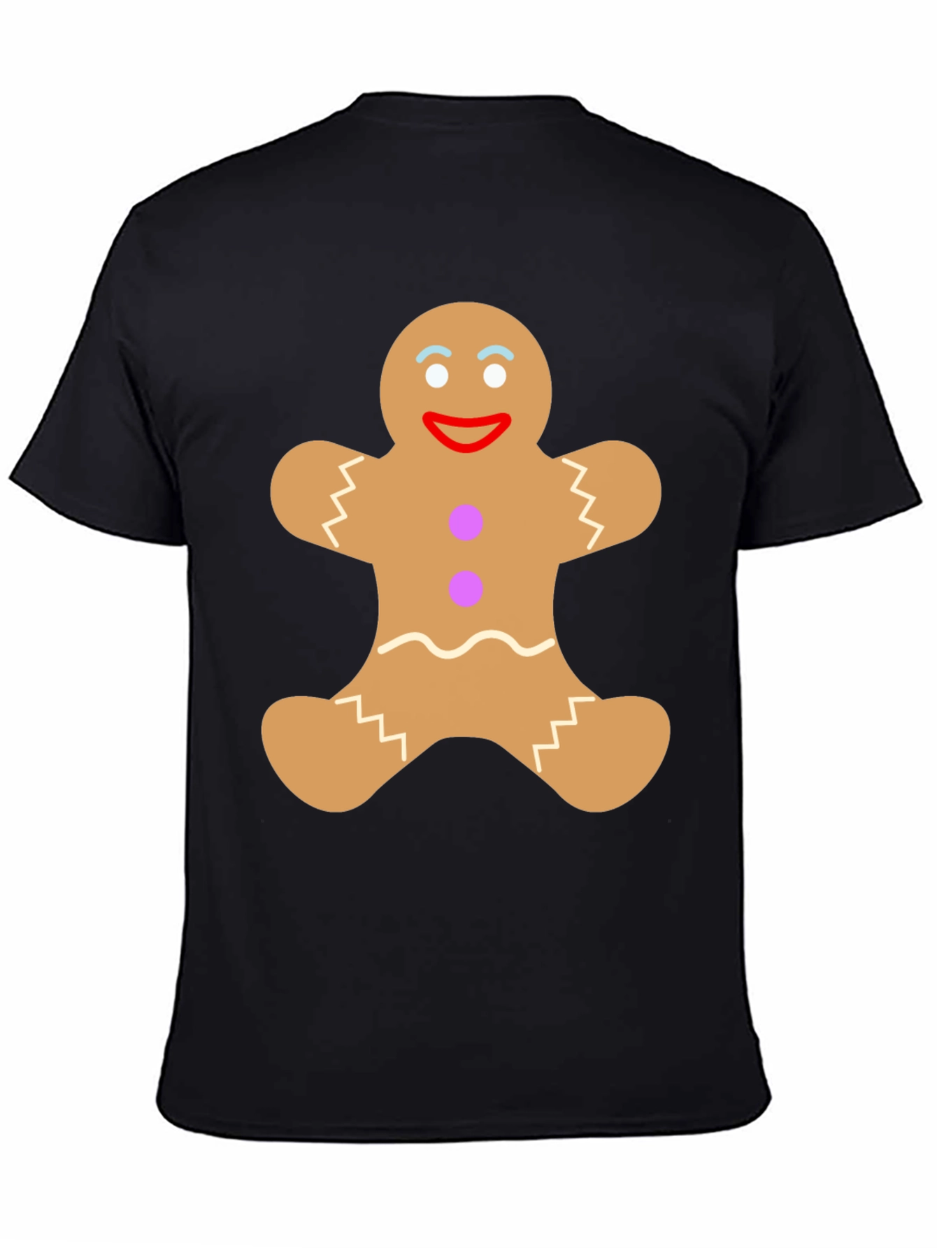 Gingerbread Man Graphic Tee - Festive Black T-Shirt