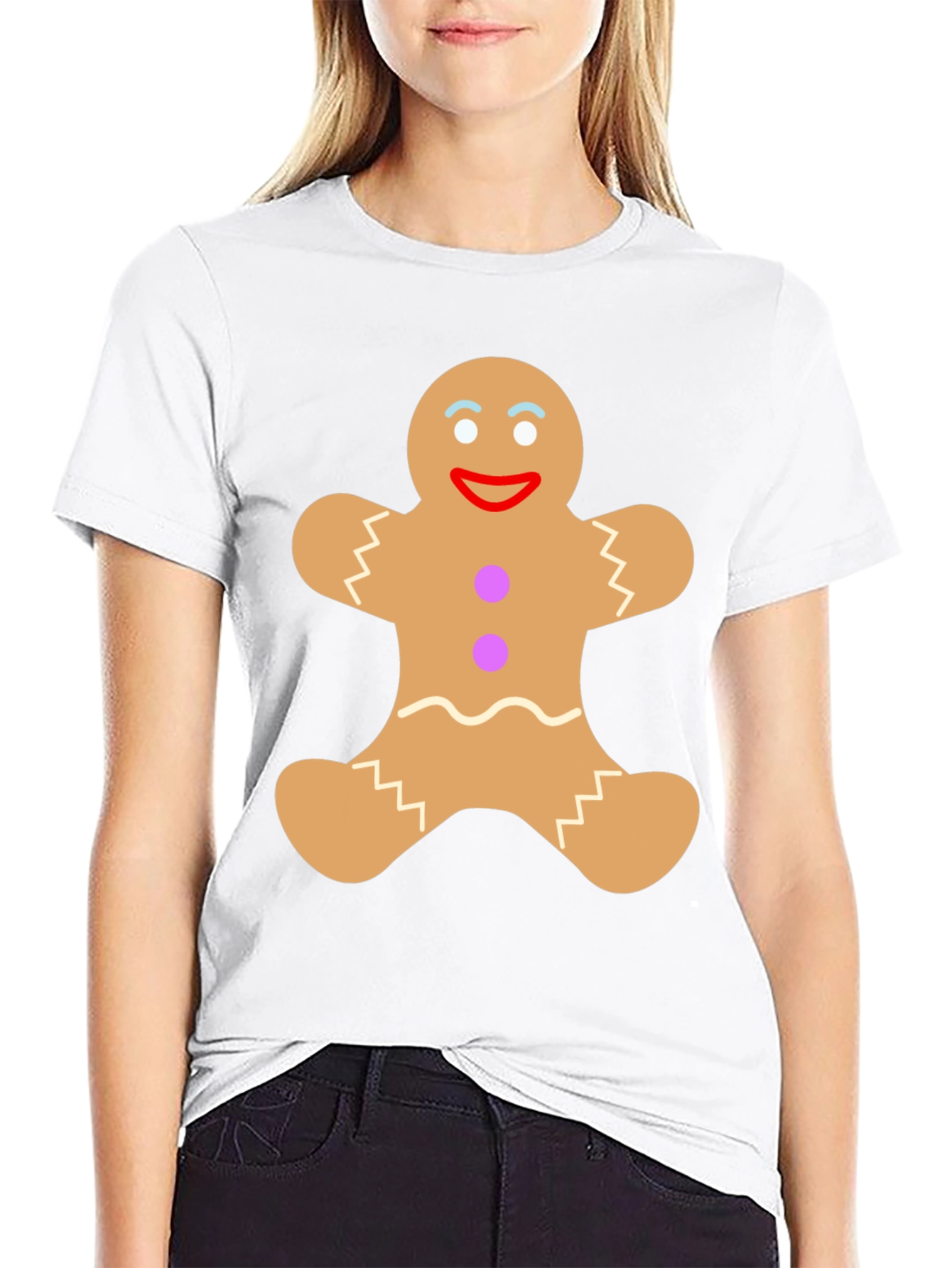 Gingerbread Man Graphic Tee - Festive Black T-Shirt