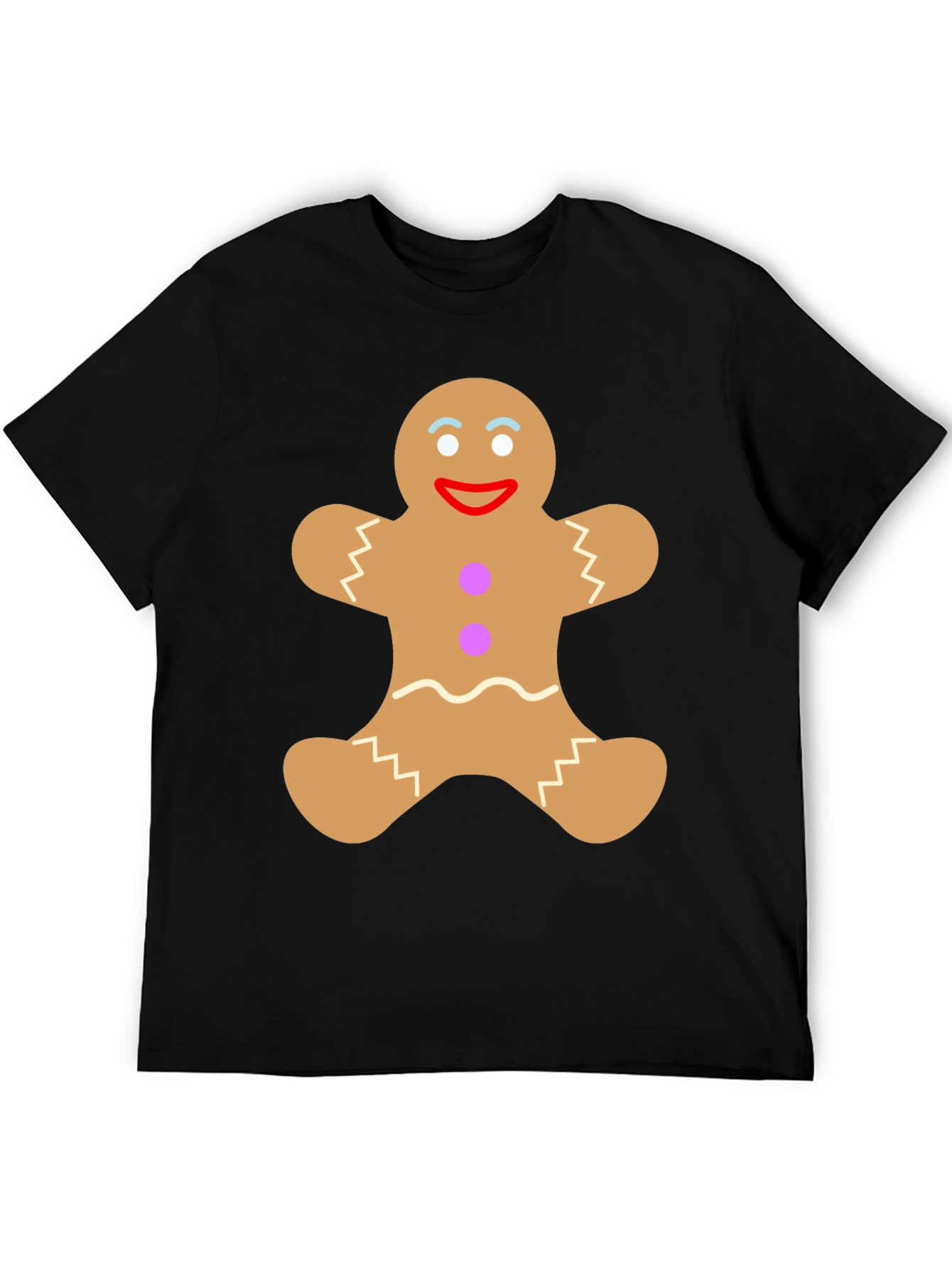 Gingerbread Man Graphic Tee - Festive Black T-Shirt