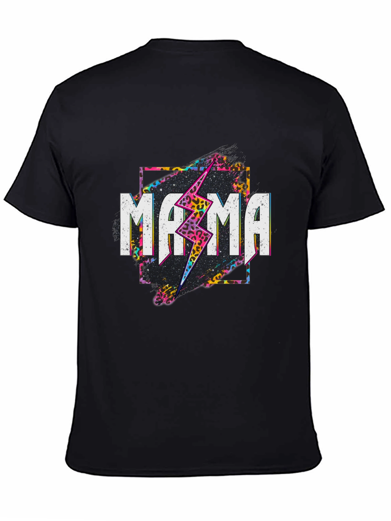 Mama Leopard Lightning Bolt Graphic Tee - Black