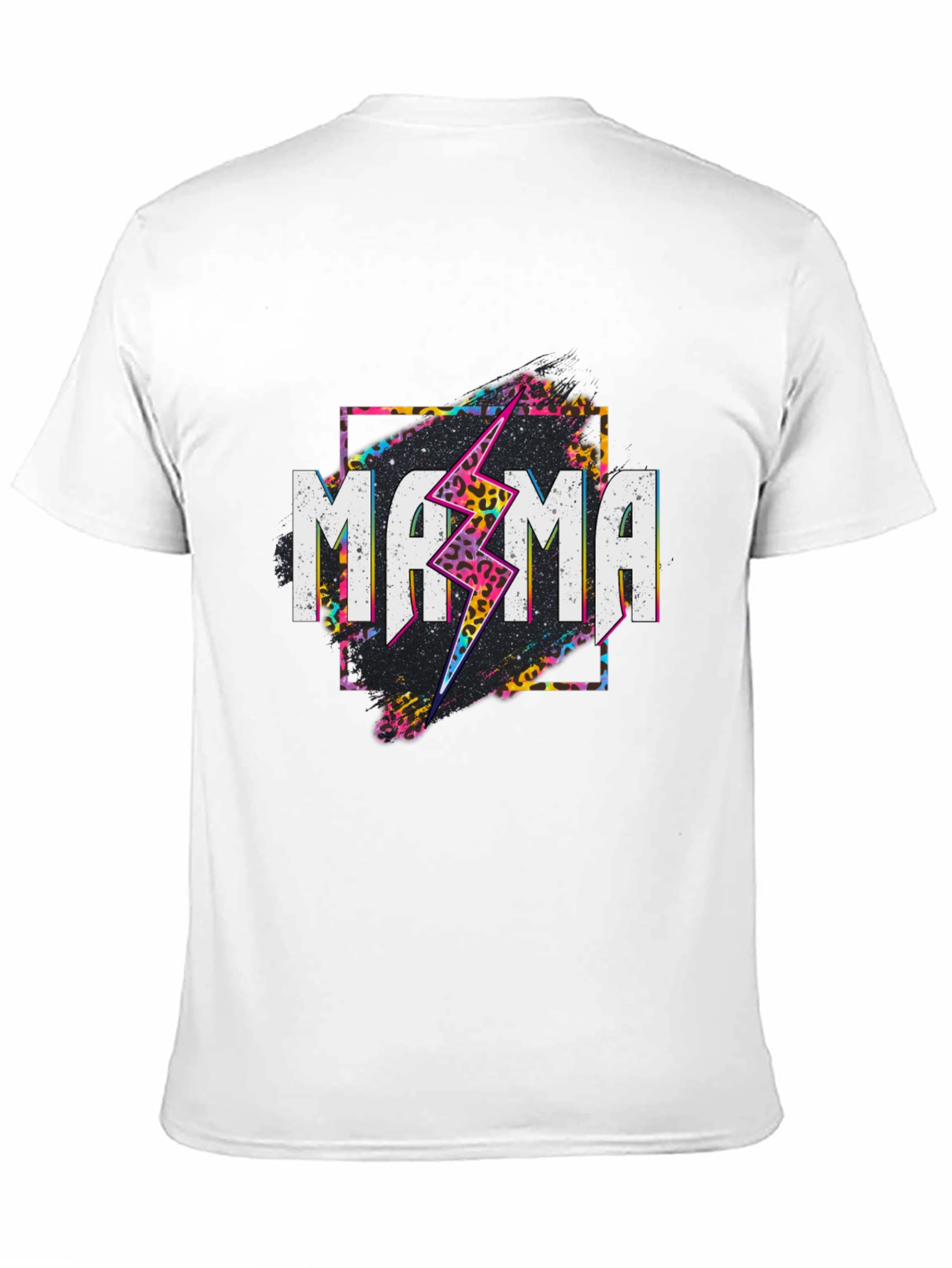 Mama Leopard Lightning Bolt Graphic Tee - Black