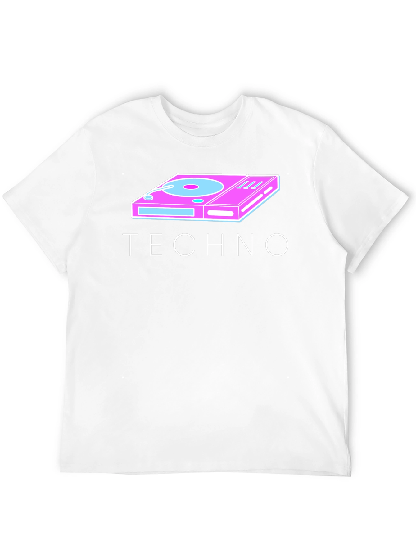 Retro Techno Turntable Graphic Tee - Black Cotton Blend