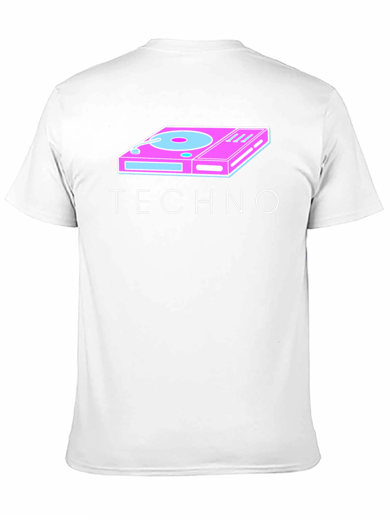 Retro Techno Turntable Graphic Tee - Black Cotton Blend