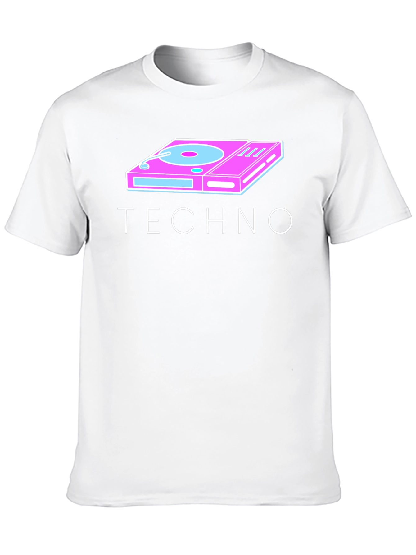 Retro Techno Turntable Graphic Tee - Black Cotton Blend