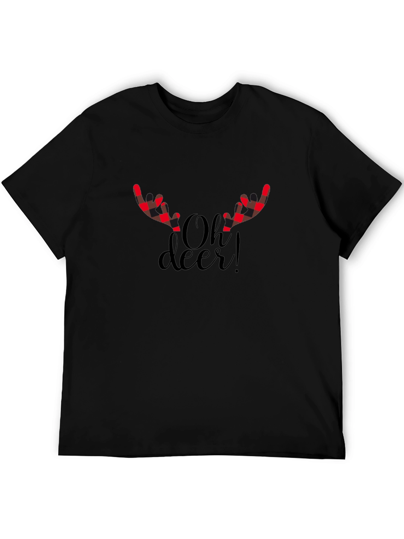 Oh Deer! Plaid Antlers Christmas Graphic Tee