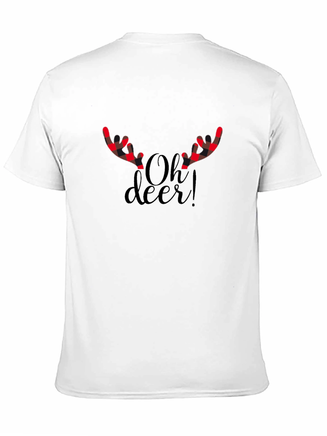 Oh Deer! Plaid Antlers Christmas Graphic Tee
