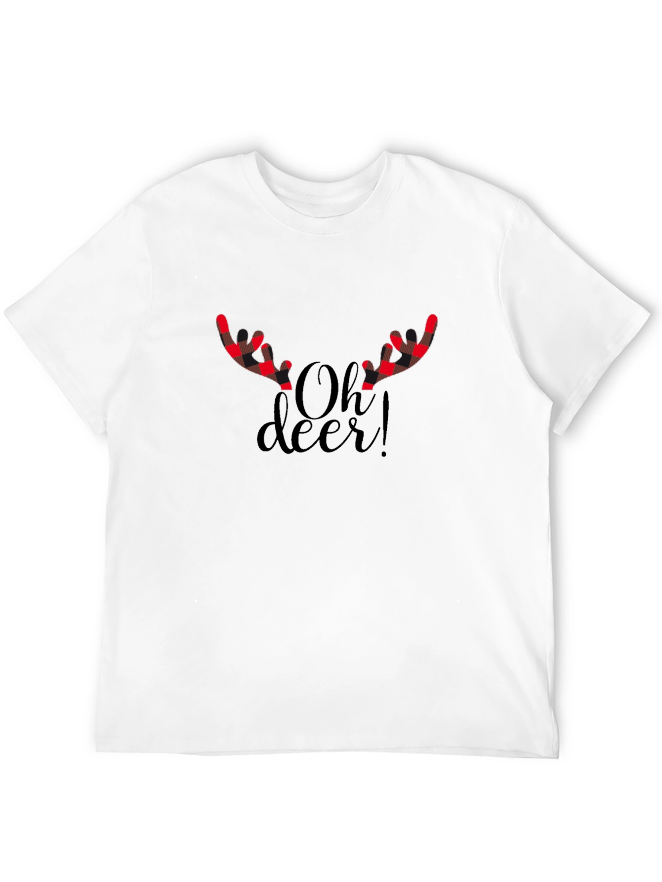 Oh Deer! Plaid Antlers Christmas Graphic Tee