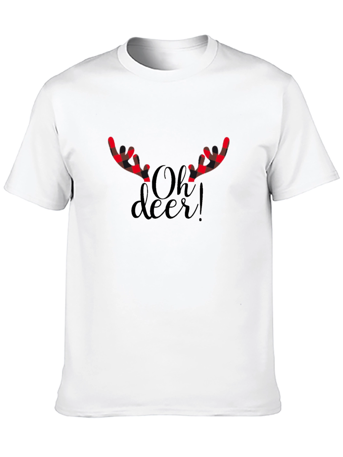 Oh Deer! Plaid Antlers Christmas Graphic Tee