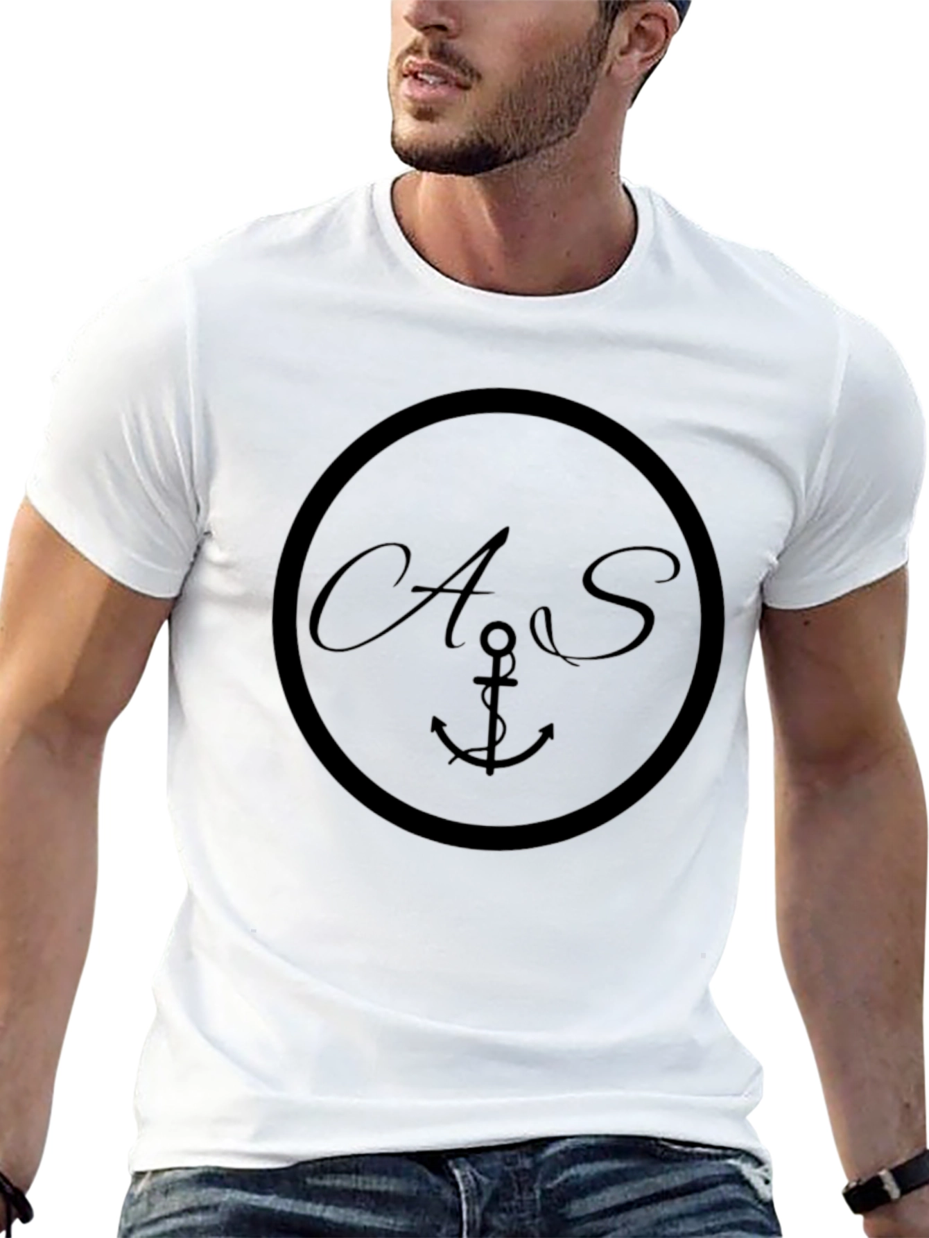 Nautical Anchor Circle Graphic Tee - Black