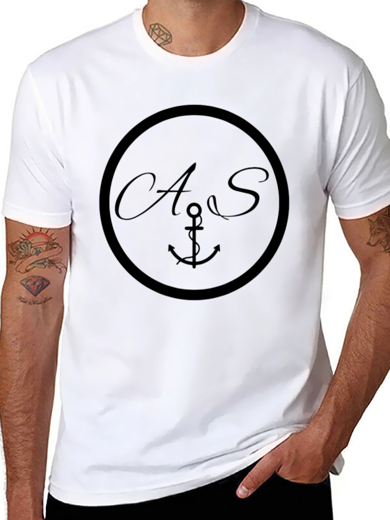 Nautical Anchor Circle Graphic Tee - Black
